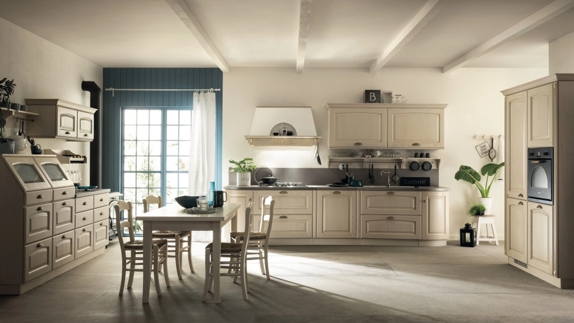 Cucina Classica ad angolo Madeleine 01 in Frassino Bianco di Scavolini
