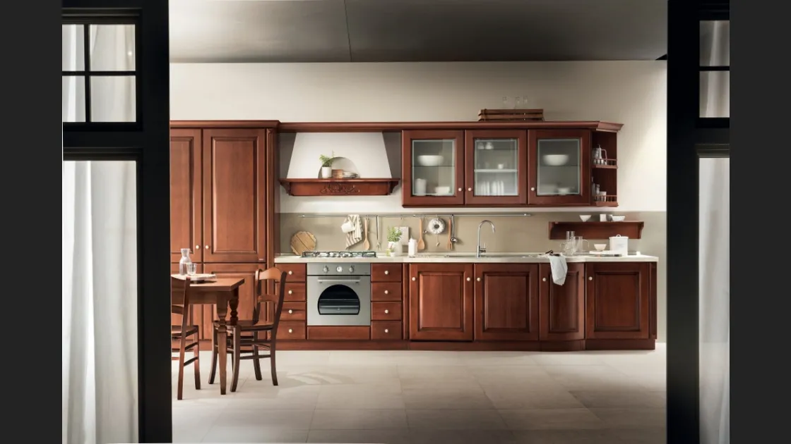 Cucina Classica lineare Madeleine 05 in Castagno di Scavolini