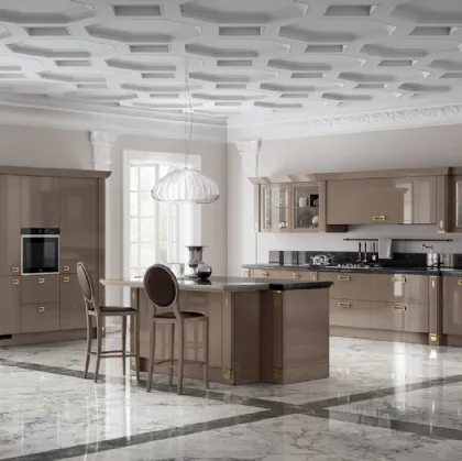 Cucina Classica Exclusiva 07 in laccato lucido Grigio Tundra di Scavolini