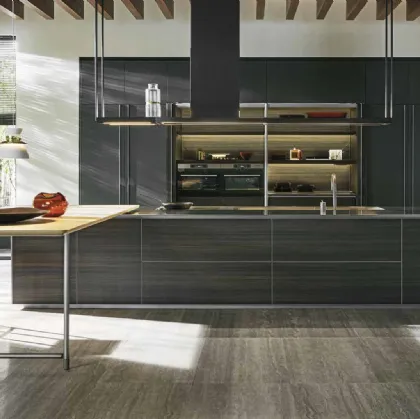 Cucina Design con isola Hi-Line 6 Frame Door in Eucalipto di Molteni & C