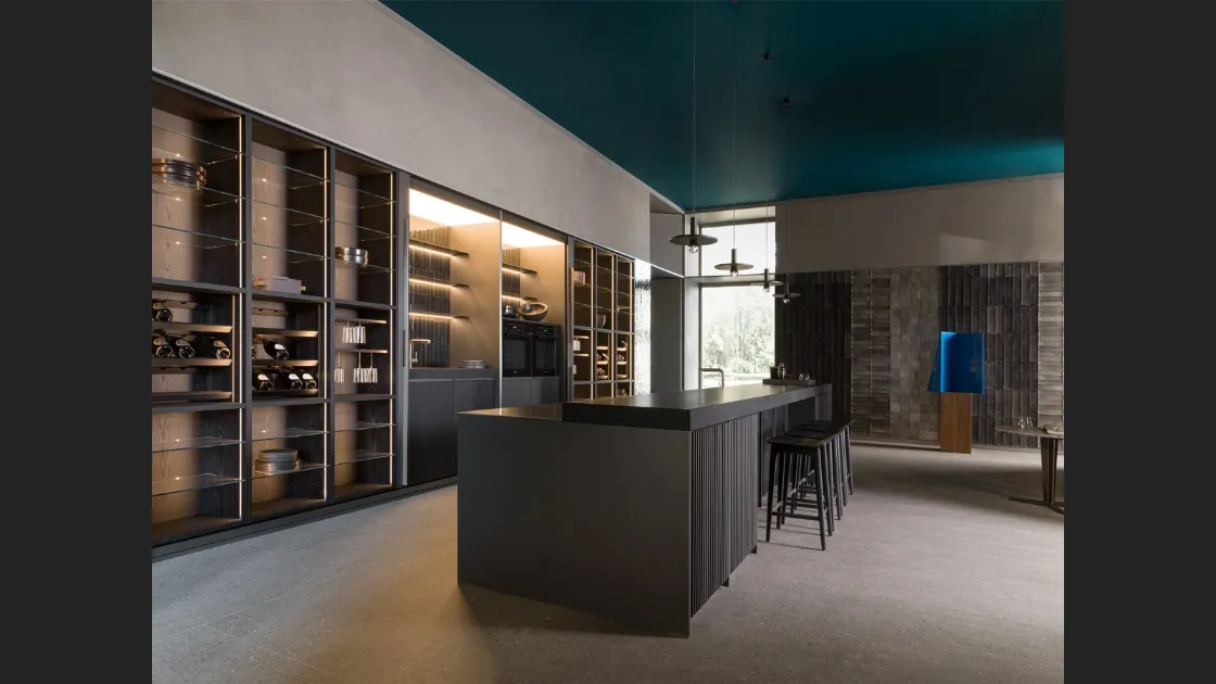 Cucina Design con isola Ratio Frassino Nero di Molteni & C