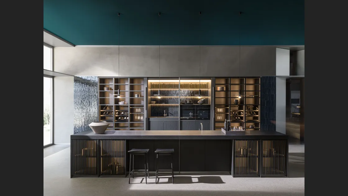 Cucina Design con isola Ratio Frassino Nero di Molteni & C
