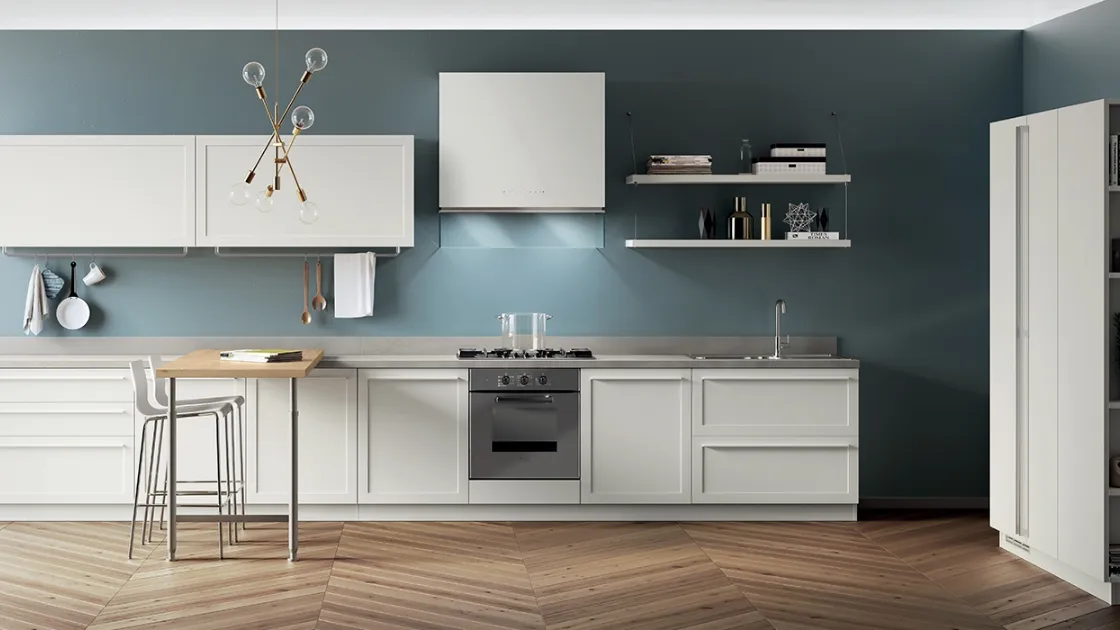 Cucina Moderna con penisola Carattere 15 Bianco Prestige di Scavolini