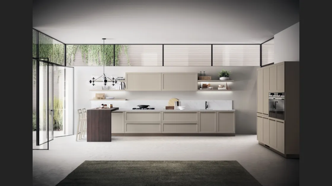 Cucina Moderna Carattere 13 in laccato opaco Visone di Scavolini