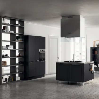 Cucina Moderna Carattere 18 in laccato Nero Ardesia di Scavolini
