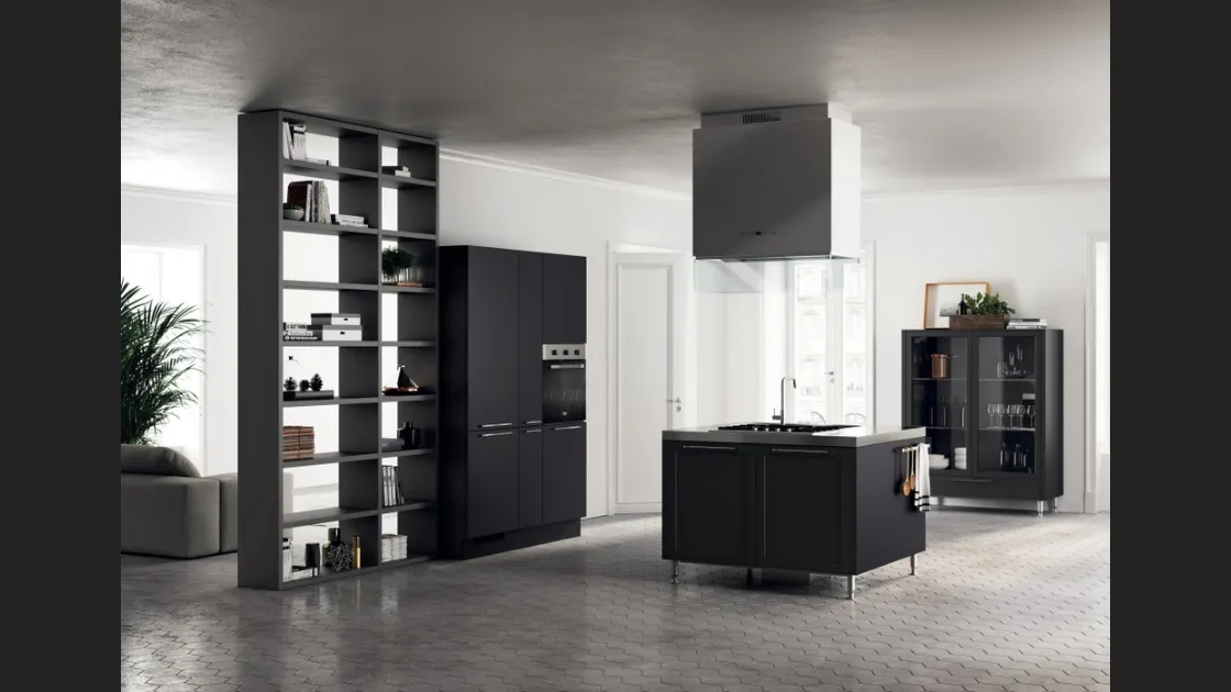 Cucina Moderna Carattere 18 in laccato Nero Ardesia di Scavolini