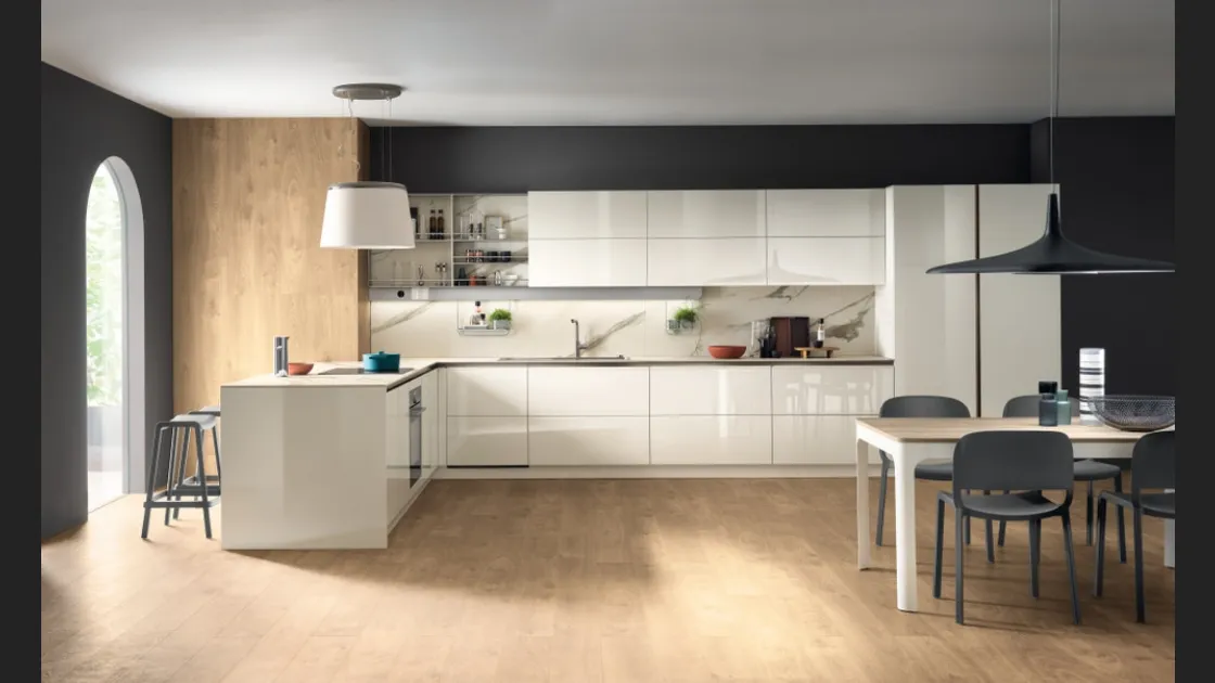 Cucina Moderna Dandy Plus 04 Bianco Lucido di Scavolini