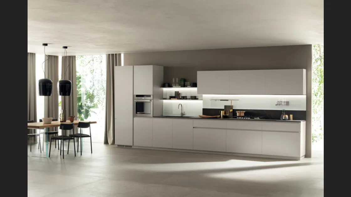 Cucina Moderna DeLinea 07 in laccato Grigio Chiaro di Scavolini