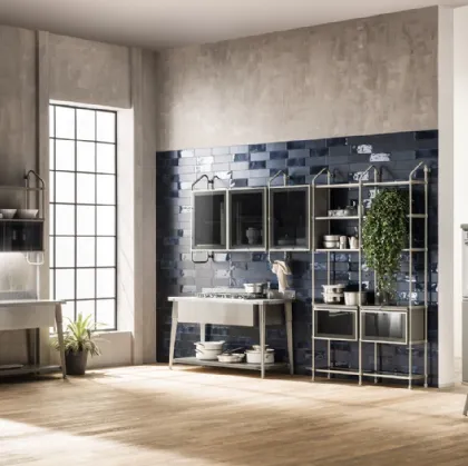 Cucina Moderna Diesel Open Workshop 12 in Acciaio Soft di Scavolini