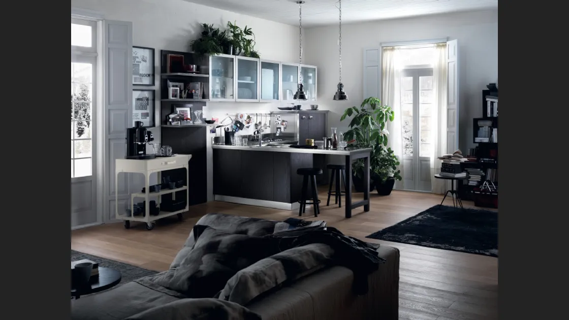 Cucina Moderna Diesel Social Kitchen 05 in Rovere Tempera Black di Scavolini