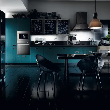 Cucina Moderna Diesel Social Kitchen 09 in Rovere laccato Tempera Indigo di Scavolini