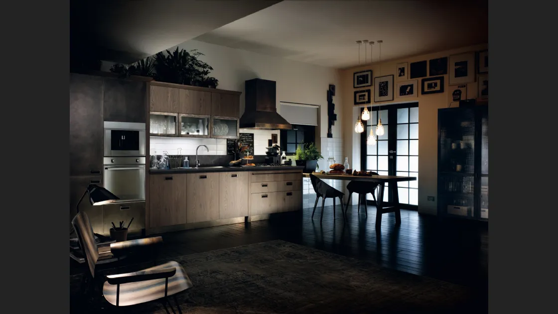 Cucina Moderna Diesel Social Kitchen 08 in Ruxe Grey con penisola di Scavolini