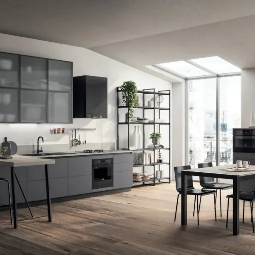 Cucina Evolution 07 Grafite e Vetro Screen di Scavolini