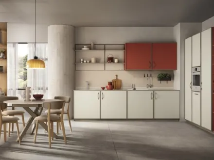 Cucina Moderna Jeometrica 03 in decorativo Bianco Puro e Paprika di Scavolini