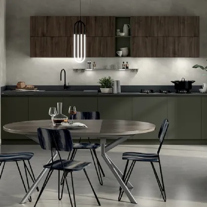 Cucina Moderna Liberamente 01 Verde Minerale e Noce Garden di Scavolini