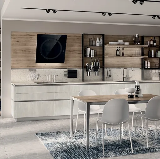 Cucina Moderna Liberamente 06 Concrete Jersey e Rovere Voyage di Scavolini