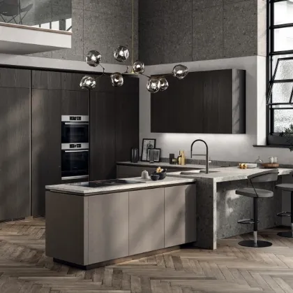 Cucina Moderna Liberamente 08 in Biomalta Argilla Agra e Rovere Carbone di Scavolini