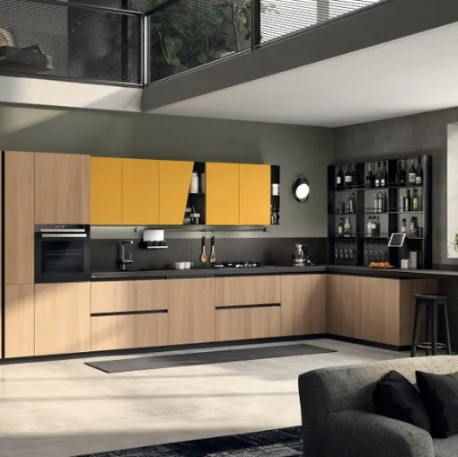 Cucina Moderna Liberamente 09 Rovere Grano e Giallo Senape di Scavolini
