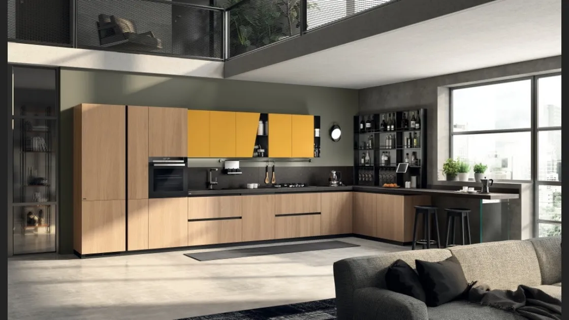 Cucina Moderna Liberamente 09 Rovere Grano e Giallo Senape di Scavolini