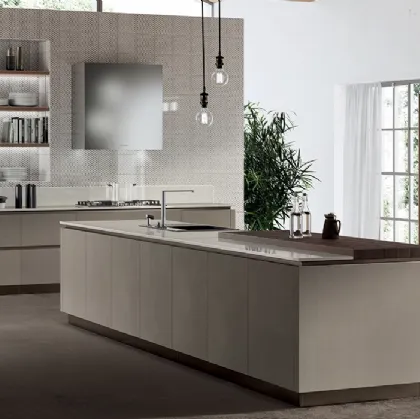 Cucina Moderna Liberamente 13 in finitura Biomalta Argilla Delhi e Noce Royal di Scavolini