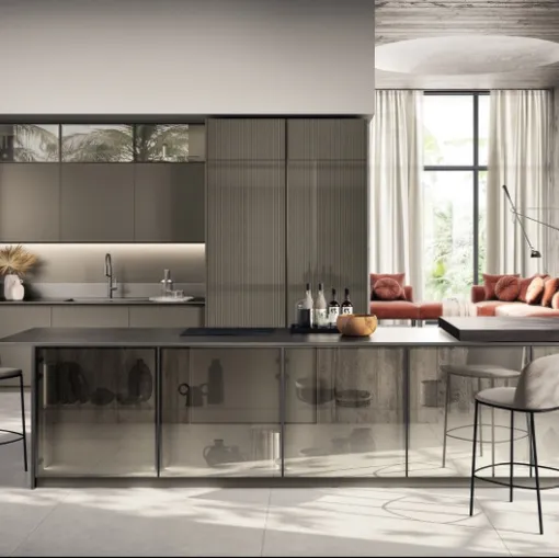 Cucina Moderna Libra 01 in laccato lucido e opaco effetto Perlato Cuvée di Scavolini