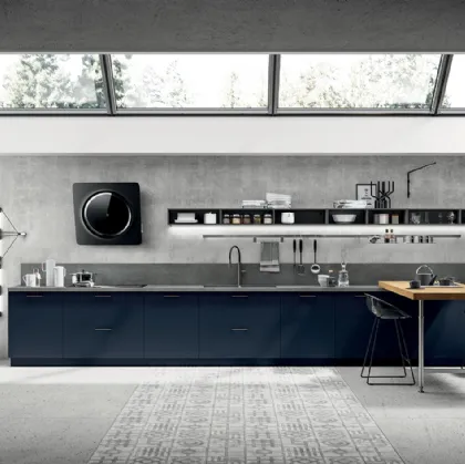 Cucina Moderna Mood 06 in laccato Blu Moon di Scavolini