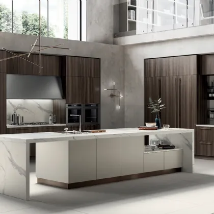 Cucina Moderna Mood 07 in Noce Steady e laccato Tortora di Scavolini