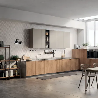 Cucina Moderna Mood 04 in Rovere Landscape e laccato Visone di Scavolini
