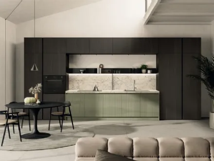 Cucina Moderna lineare Regola 03 in laccato e Rovere di Scavolini