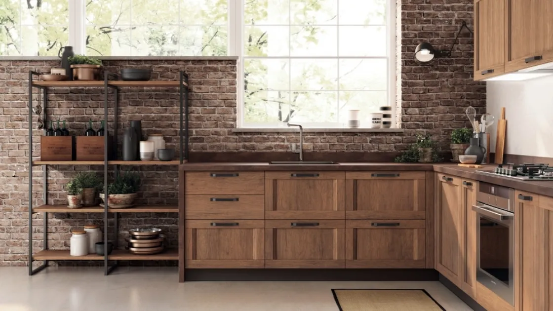 Cucina Moderna angolare Sax 03 in decorativo Rovere Land di Scavolini