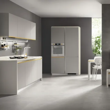 Cucina Moderna Dandy Plus 02 Grigio con maniglia Giallo Senape di Scavolini