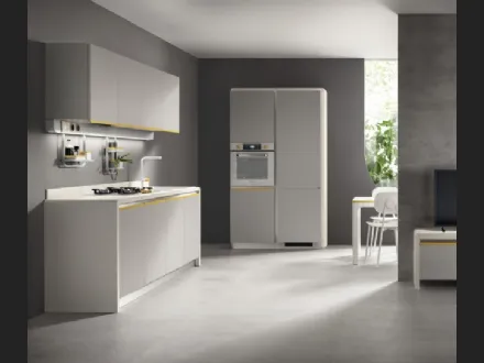 Cucina Moderna Dandy Plus 02 Grigio con maniglia Giallo Senape di Scavolini