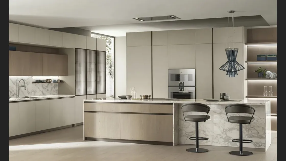 Cucina DeLinea 09 in Oleomalta Lima e Rovere Dune di Scavolini