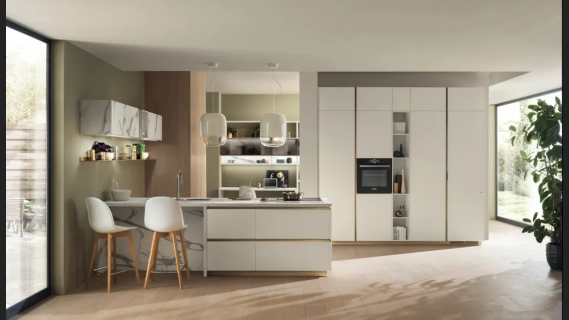 Cucina DeLinea 06 in laccato Bianco Prestige di Scavolini