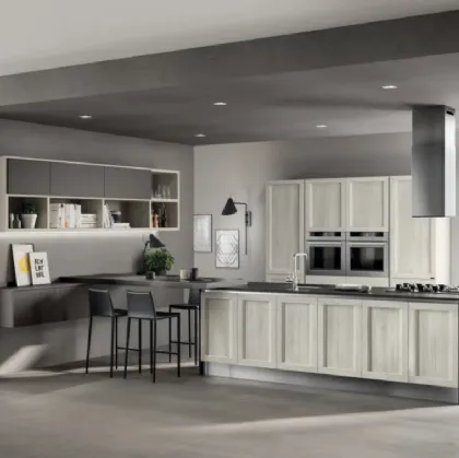 Cucina Evolution 02 in decorativo Rovere Artic di Scavolini