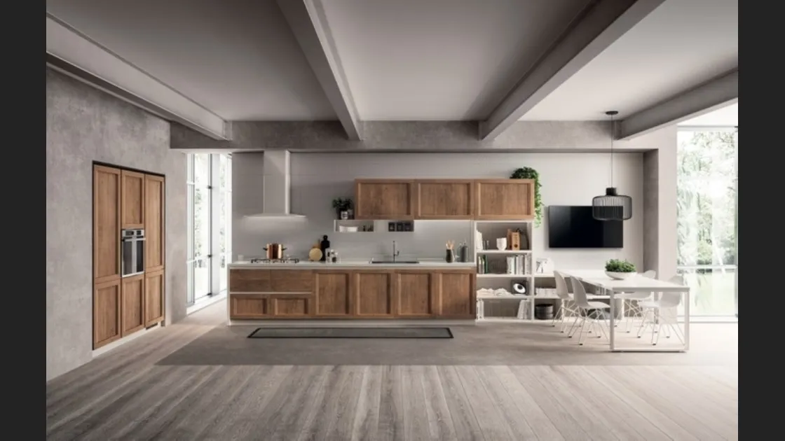 Cucina Moderna Evolution 01 in decorativo Rovere Land di Scavolini