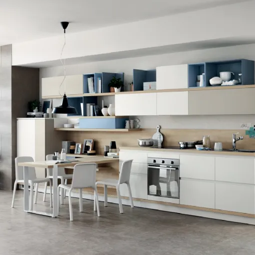 Cucina Moderna Foodshelf 06 Bianco Puro e Grigio Gabbiano di Scavolini