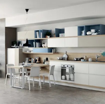Cucina Moderna Foodshelf 06 Bianco Puro e Grigio Gabbiano di Scavolini