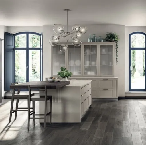 Cucina Moderna Carattere 03 in Frassino Cachemere e laccato Grigio Ferro di Scavolini