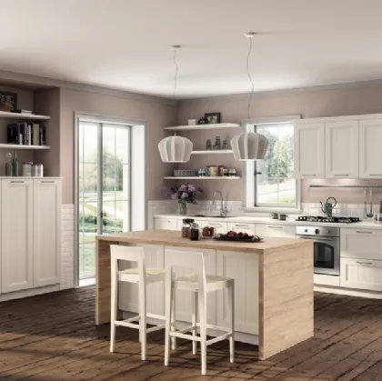 Cucina Shabby Chic Colony 03 in laccato Bianco opaco a doghe di Scavolini