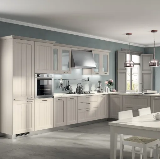 Cucina Shabby Chic Colony 04 in laccato Sabbia opaco a doghe di Scavolini