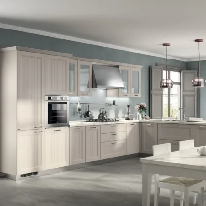 Cucina Shabby Chic Colony 04 in laccato Sabbia opaco a doghe di Scavolini