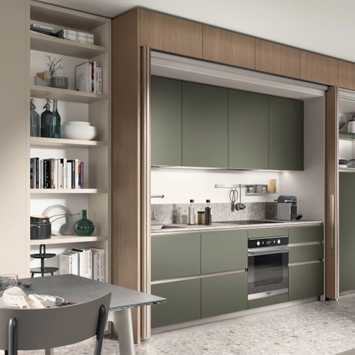 Cucina su misura salvaspazio Boxi 05 Verde di Scavolini