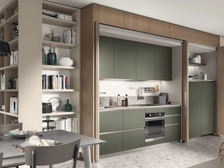 Cucina su misura salvaspazio Boxi 05 Verde di Scavolini