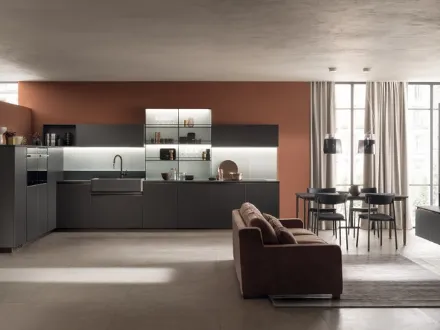 Cucina su misura DeLinea 05 in laccato opaco Grigio Ferro di Scavolini
