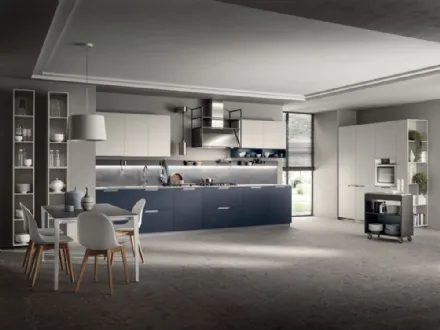 Cucina su misura Mia 09 Blu Moon e Grigio Chiaro di Scavolini