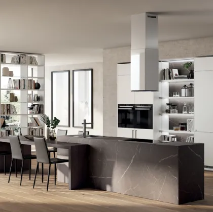 Cucina su misura Mood 01 in Pietra Grey e Bianco Puro di Scavolini