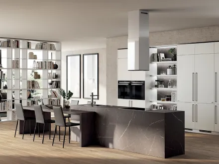 Cucina su misura Mood 01 in Pietra Grey e Bianco Puro di Scavolini