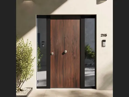 Porta blindata Solid Alluminio Noce Chiaro di Bertolotto