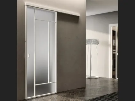 Porta per interni Glass Bianco Scorrevole Esterno Muro 01 di Bertolotto